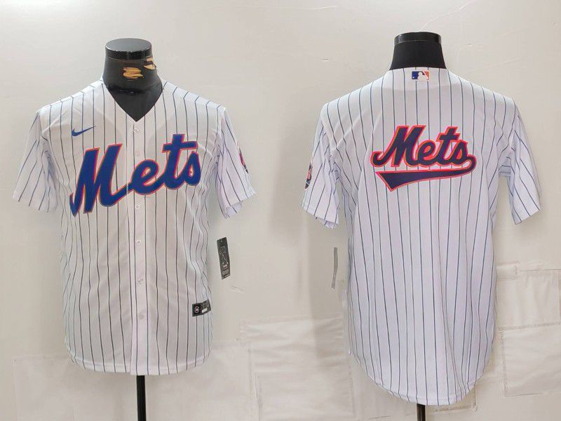 Men New York Mets Blank White Stripe Game 2024 Nike MLB Jersey style 5->new york mets->MLB Jersey